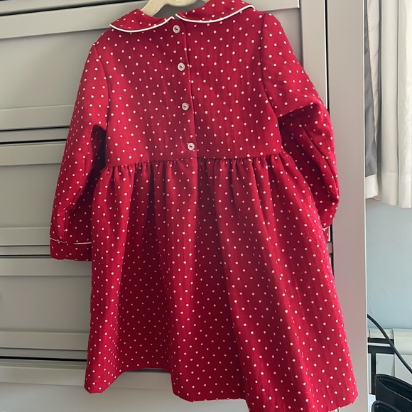 Bella Bliss beautiful red polka dot wool dress size 5, peter pan bow collar - Picture 4 of 6